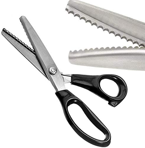 Serrated Scalloped Edge Pinking Shears, Multifunction Stainless Steel Shears Tailor Scissors, Professional Zig-Zag Cut Scissors, Sewing Craft Cut Paper Clothing Fabric for Home (10mm, Scalloped)