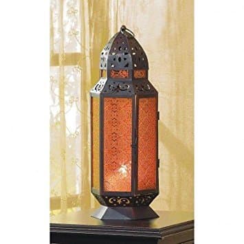 large 19" tall amber Moroccan Candle holder Lantern Lamp terrace outdoor patio