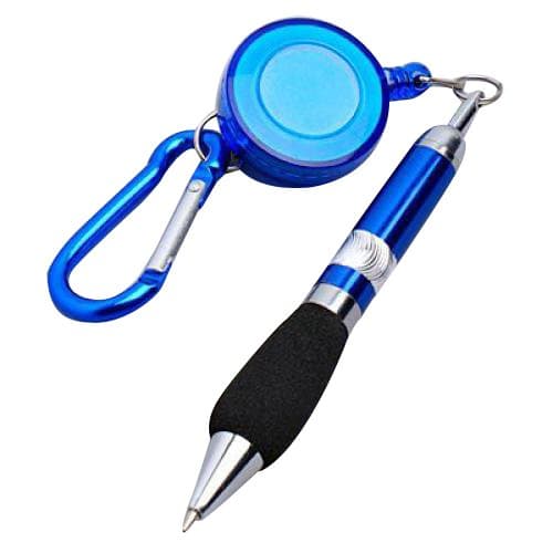 4 Blue Retractable Badge Reel Pen Belt Clip & Carabiner