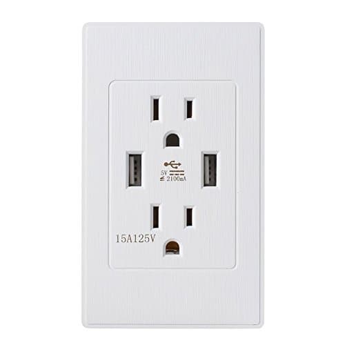 2 Power Outlet with Dual USB Ports Wall Mount Power Plate Matte Surface(2 Pack)