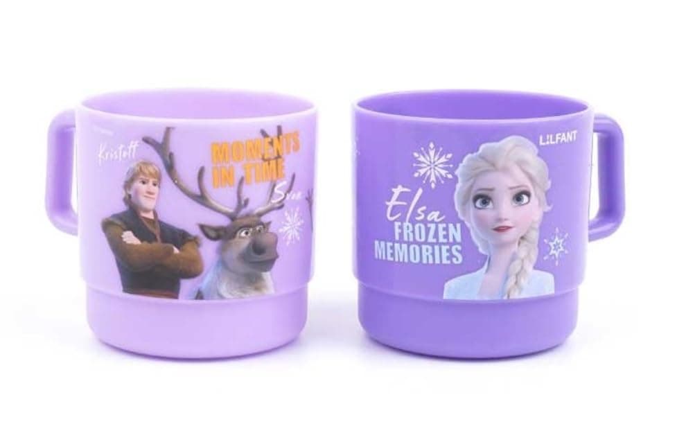 Lilfant Set of 2, Frozen Elsa Princess Mug, Plastic Cup with Handle, 250ml
