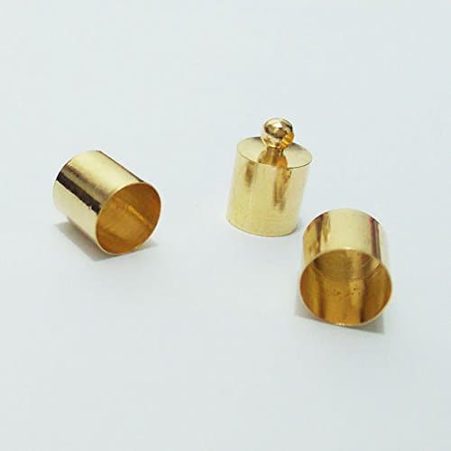 50pcs Glue-in Style Necklace Cord Crimp End Caps Tassel caps Beads crimps end (6mm Wide, 10mm Long, KC Gold Plated)