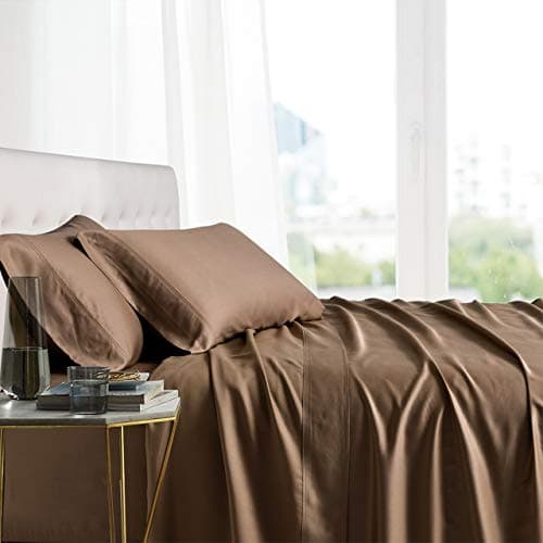 Exquisitely Lavish Body Temperature-Regulated Bedding, 100% Tencel Lyocell Fibers from Eucalyptus, 300 Thread Count, 4 Piece King Size Deep Pocket Silky Soft Sheet Set, Ivory