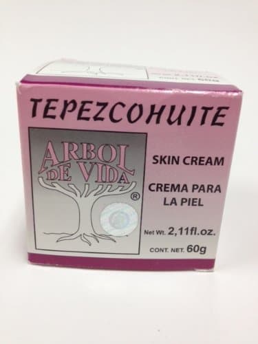 Tepezcohuite Skin Cream (Arbol de Vida), with Concha Nacar y Aceites de Rosa Mosqueta y Germen de Trigo, (Pearl Shell Cream, Wild Rose and Wheat Oils), 2.11oz, 60gr, 100% Natural