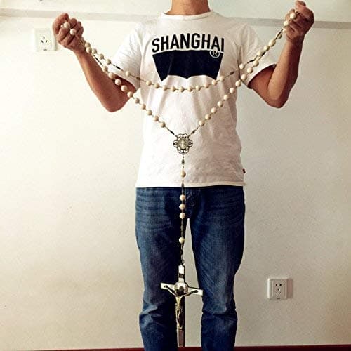 elegantmedical - Large White Howlite 20mm Saint Benedict House Charm Cross Catholic Wall Rosary Gift