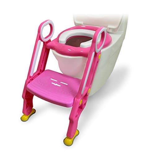 Coreykin Potty Training Seat Toilet Baby Ladder Toilet Trainer Potty Toilet Seat Step Up Toddlers Training Seat Pink