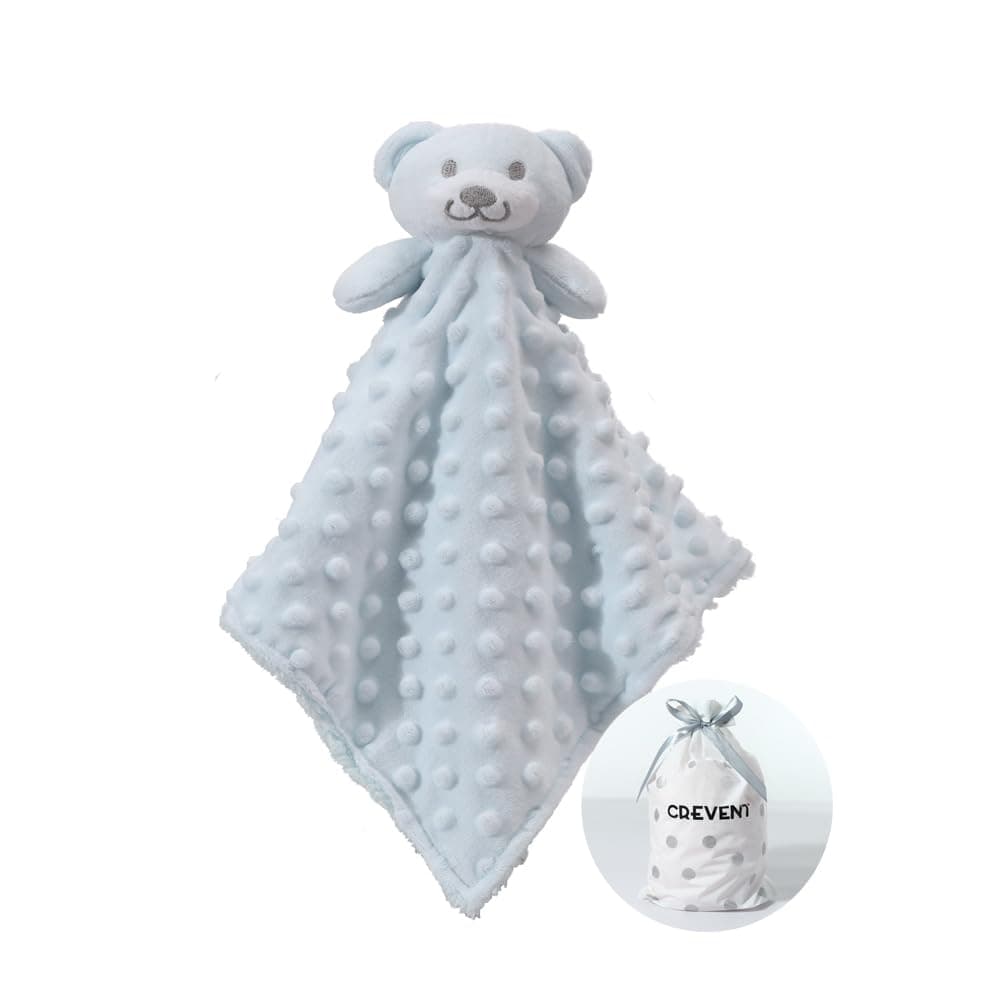 CREVENT Cozy Plush Baby Security Blanket Loveys for Baby Boys and girls,Fleece Soft Baby Comforter Cuddle Blanket,Great Gifts for Baby Shower (Blue Bear)
