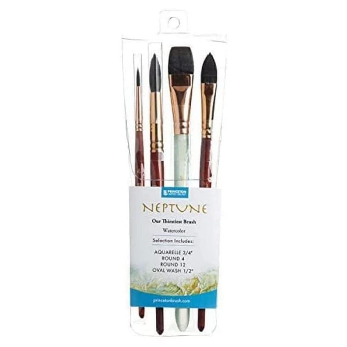 Princeton Neptune Short Handle Professional Paintbrush Set | Maximum Colour Holding Capacity | Even & Consistent Flow | Durable & Affordable | Set of 4 Brushes
