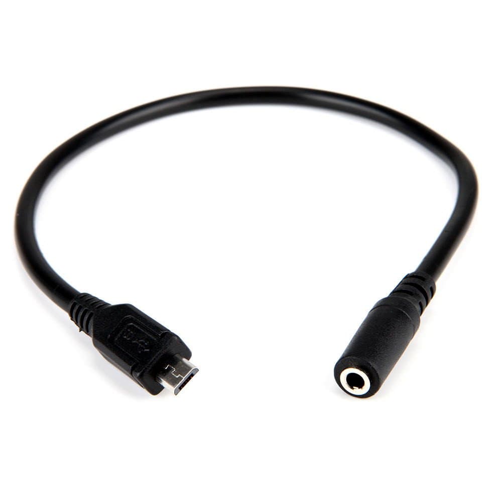 ELEFA E1003 3.5mm Female 3 Pole Aux Audio Jack to Micro USB B 5 Pin Male Adapter Cable 1FT