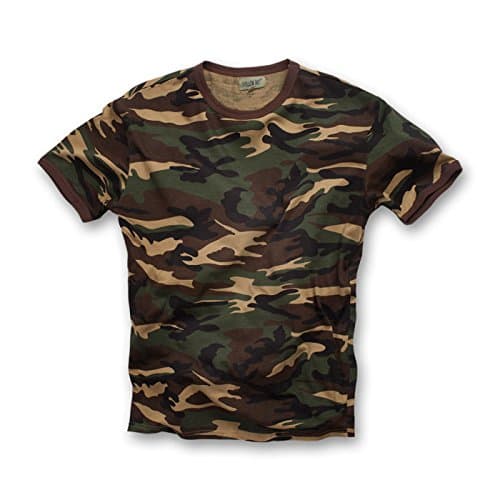 Fratelliditalia large T-shirt with military army camouflage - Half sleeve. Size: large., Woodland, Medium