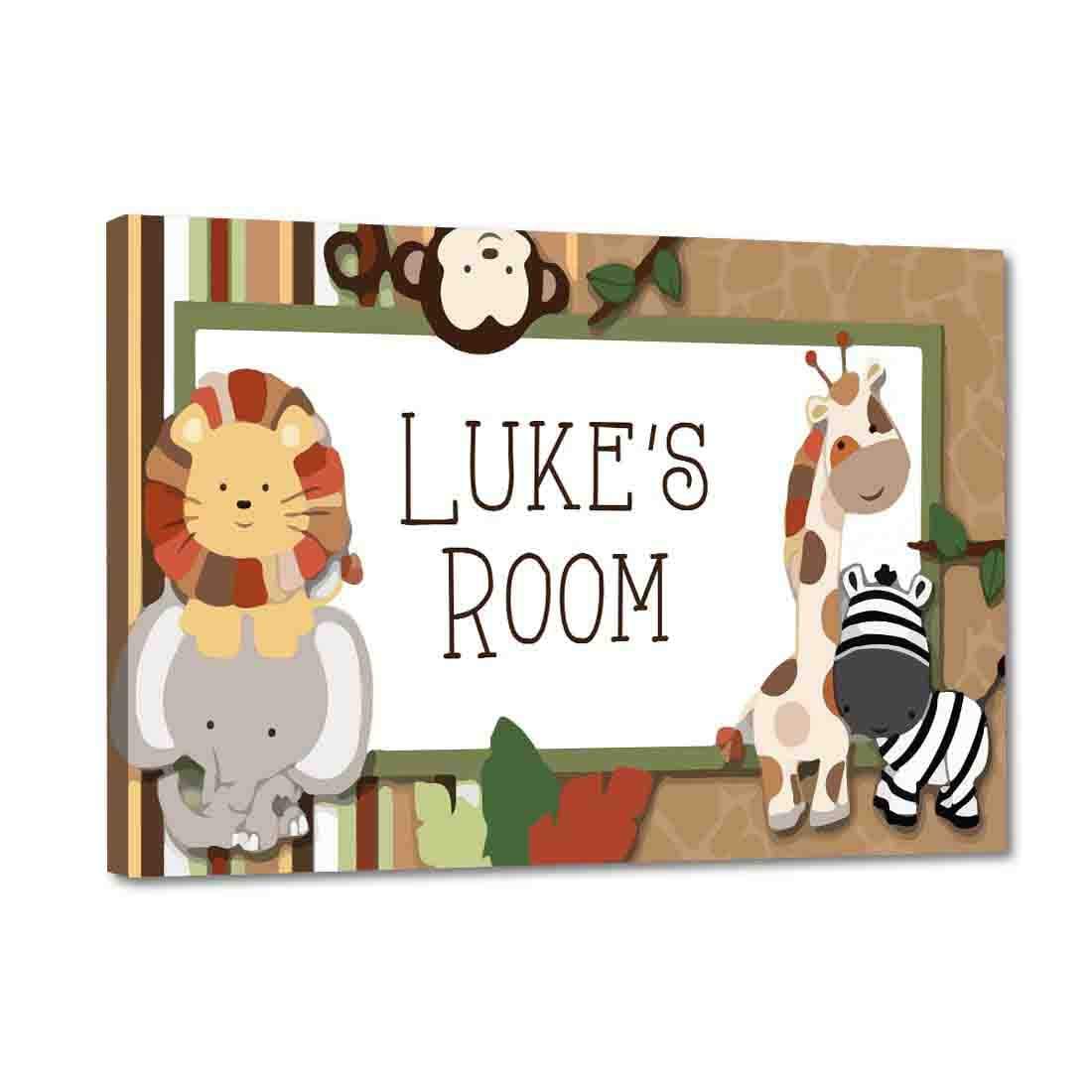 Nutcase Personalized Kids Baby Room Door Sign/Name Plate/Wall Plaque - Screws Included - 12"x8"- Little Boy Jungle