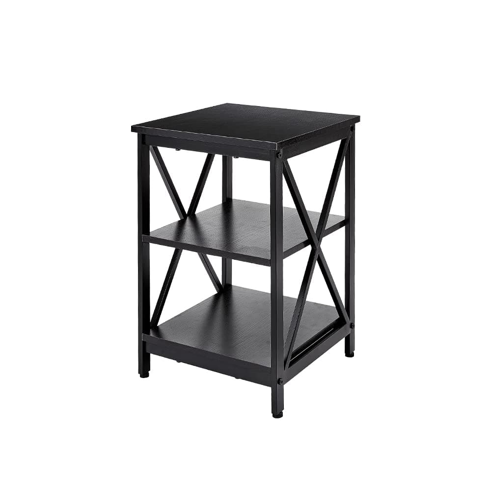 Coral Flower 3-Tier Modern Home Decor Accent Nightstands,Stoneford End Table with Shelves for Living Room, Bedroom, Balcony Family and Office,Dark Walnut.