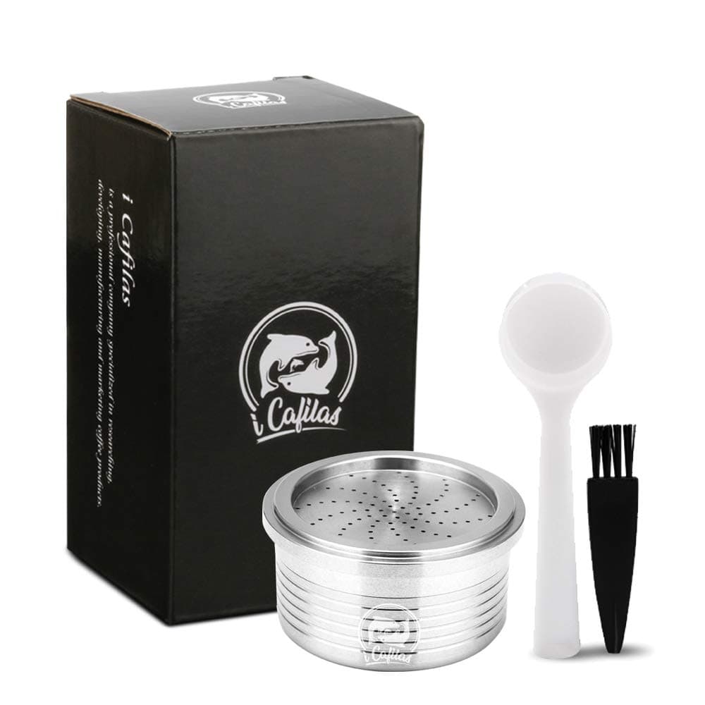 i Cafilas Reusable Coffee Capsules, Compatible with Lavazza Espresso Point & Blue, Stainless Steel, 1 Count, Silver