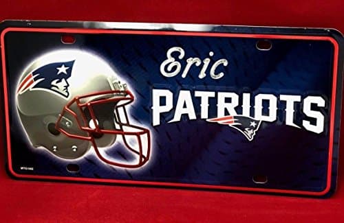 Mirror Mania Patriots License Plate Free Engraved Personalized Custom Wall Sign Patriots Football License Plate, Super Sharp Graphics Designed, Car Wash Safe, Indoors and Outdoors