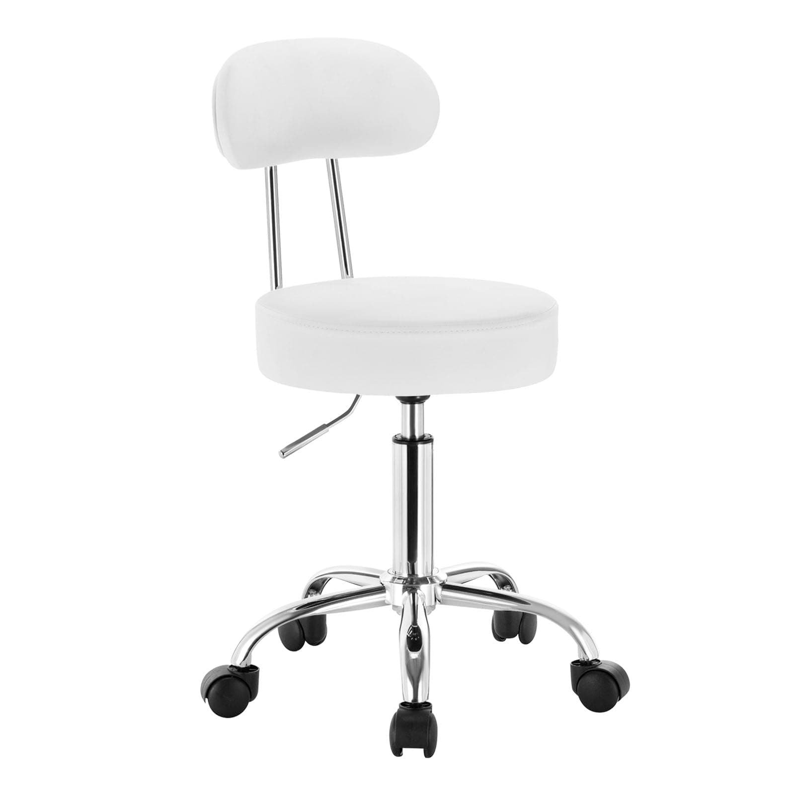 WOLTU Faux Leather Gas Lift Swivel Chair Stool White Swivel Working Chair with Back for Office Computer Lounge Dinning Pub Gas Strut Adjustable 47-59x35x35cm, BH34ws-1