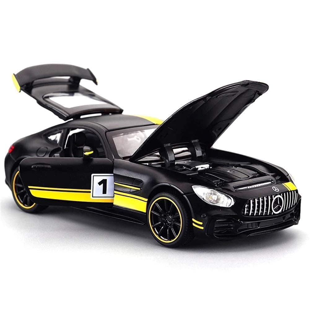 Storio Die-Cast Metal Cars 1:32 Scale | Pull Back Action Toy Vehicles with Openable Doors & Lights | Alloy Model for Kids | Miniature Collectible Cars for Boys & Girls 3+ Years (AMG GTR)