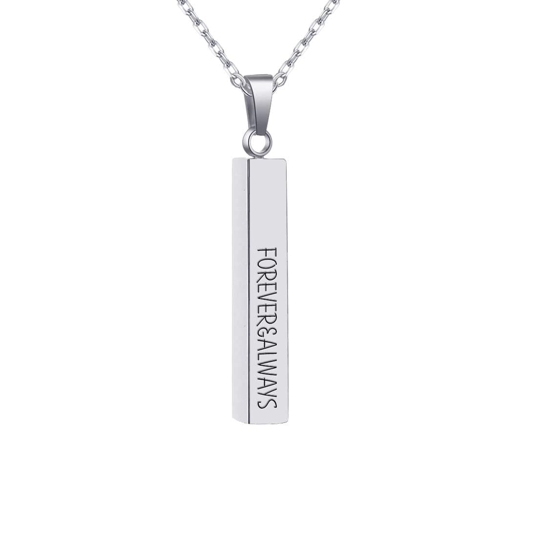 EVER2000 Personalized 3D Vertical Bar Necklace, Custom Necklace Engraved with Any Name Pendant Jewelry Gift