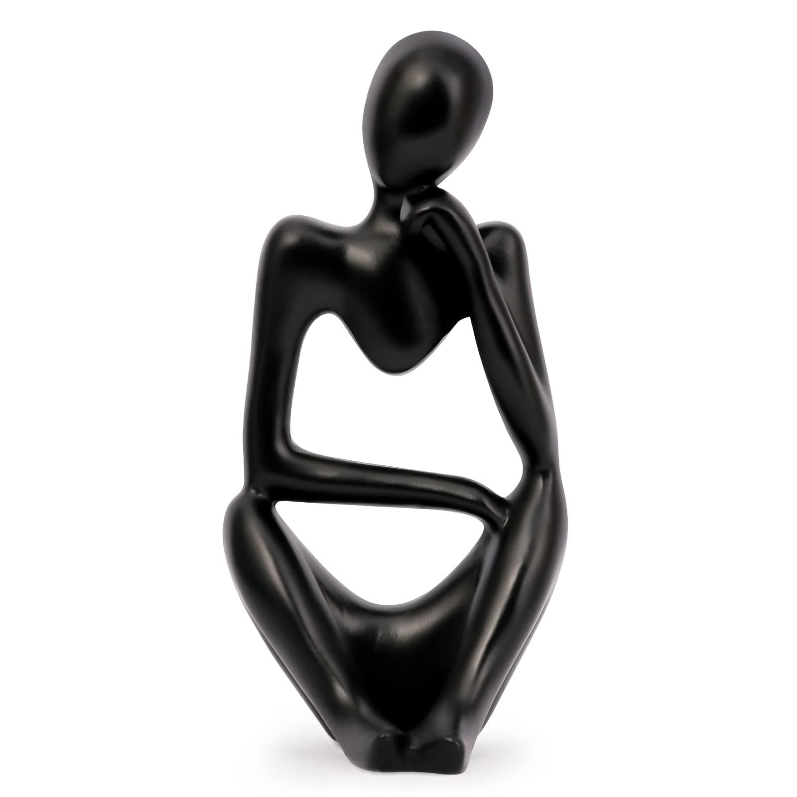 INNOLITES Resin Statue Thinker Style Decoration Abstract Sculptures Collectible Figurines for Home Decor Modern Office Shelf Desktop (Black-Right)