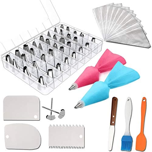 Cake Decorating Tools Set- 55 PCS Icing Tips-Piping Cake Nozzle. Supplies Frosting Tools Set for Cupcakes Cookies Tools. Making Cookies Kit (white)