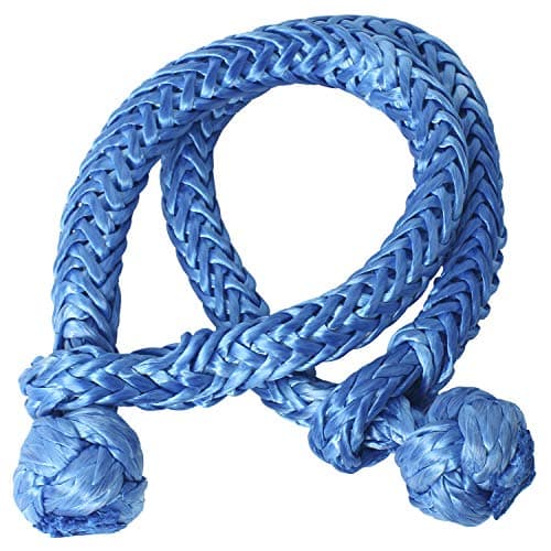 NovelBee 2 Pack of Soft Shackles,UHWMPE 12 Strand Synthetic Rope,Inner core Dia:8mm;Bow Width:100mm (Blue)