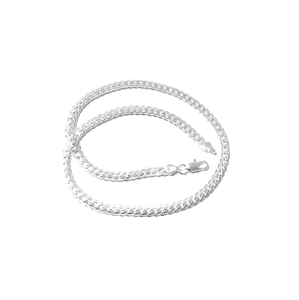 NiceJoy Necklace 5mm 925 Sterling Silver Chain Fashion Jewelry Flat Cuban Curb Chain Gift for Mens Women Decoration Silver