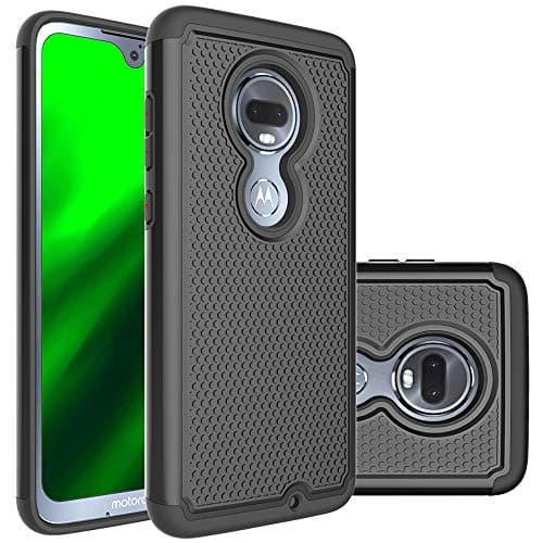 Moto G7 Case Huness Durable Armor and Resilient Shock Absorption Case Cover for Motorola Moto G7/G7 Plus Phone (Black)