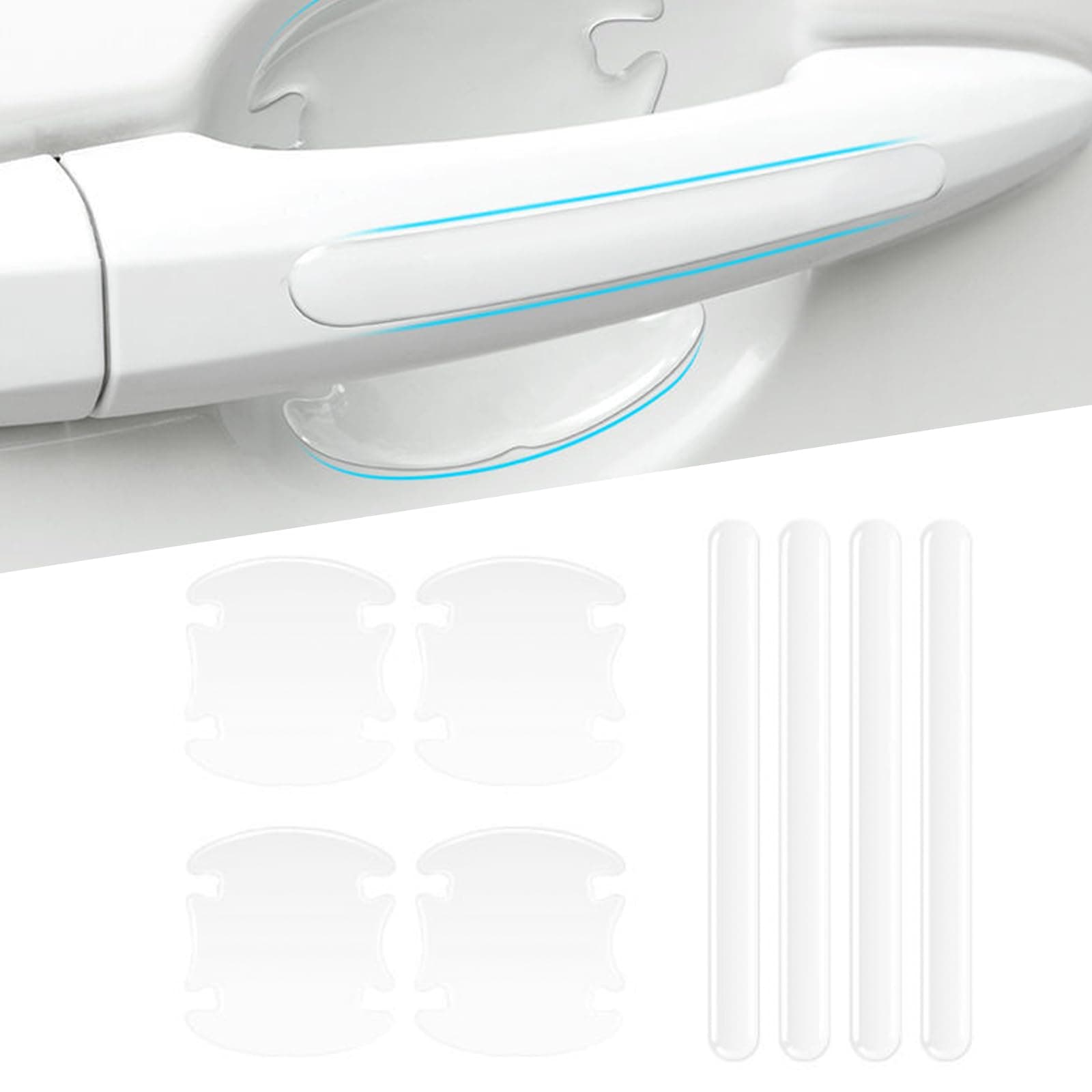 ZKFAR 8 PCS Car Door Handle Protector Sticker, Universal Car Door Bowl Scratch Protector, Clear Waterproof Door Bowl Rear View Mirror Paint Protection Film Covers (Transparent), ZACT04-8PC