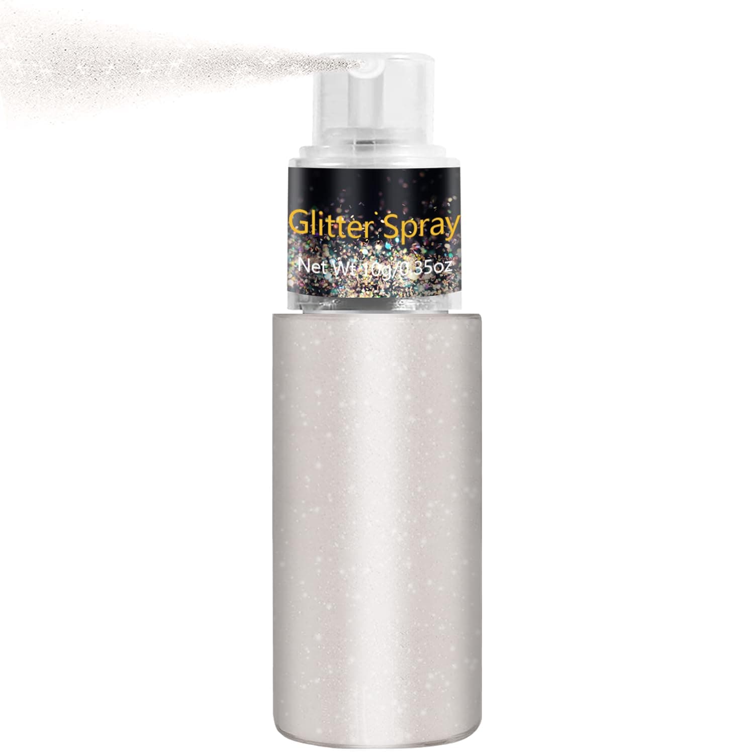 Hair and Body Glitter Spray, Holographic Glitter Highlighter Powder Spray, Unscented Hair Clothes Glitter Highlighter, Loose Glitter Spray Shimmer Powder Festival Rave Accessories, 10g (02 Peal White)