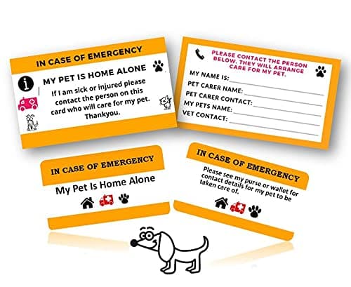 Home Alone Pet Alert Purse or Wallet Cards x 2 & Key Fob Rings x 2 In Case of Emergency (I.C.E.)