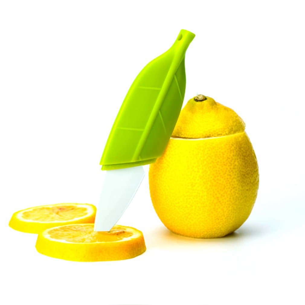 Ceramic Paring Knife with Sheath,Creative leaves (Leaf-green)