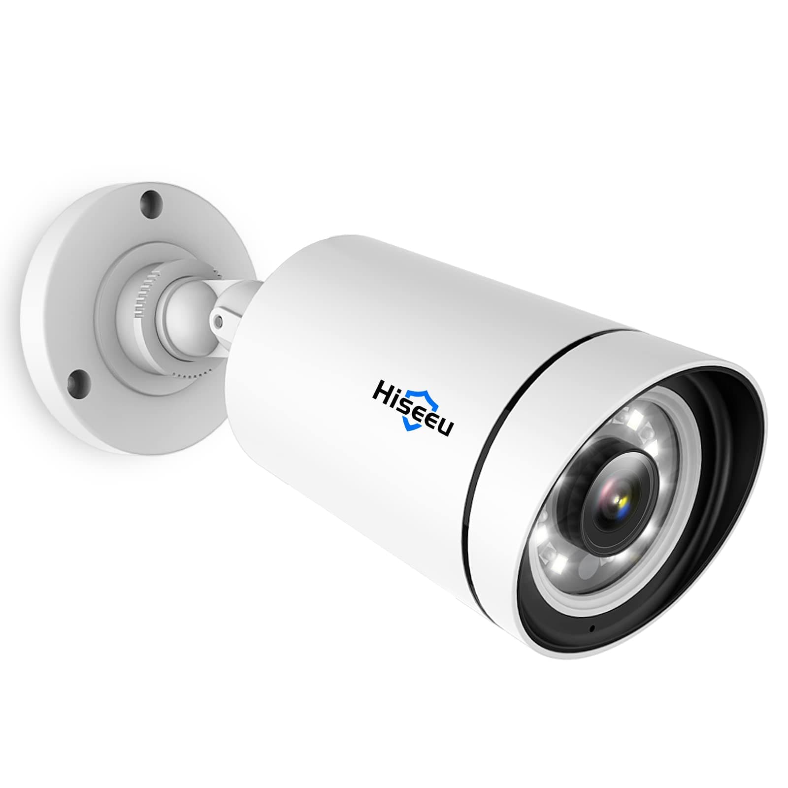 Hiseeu5MP PoE Security Camera Color Night Vision,IP66 Waterproof Outdoor Security Camera,Two-way Audio,Smart Alerts,Work with Hiseeu PoE CCTV System