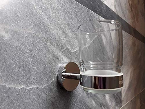 Pakfiaz Bathroom Accessories Brass Wall-mounted Toothbrush Holder, Single glass tumbler with holder tumbler with holder Toothbrush Holder, Tumbler Cup for Bathroom Wall Mount Toothpaste Holder