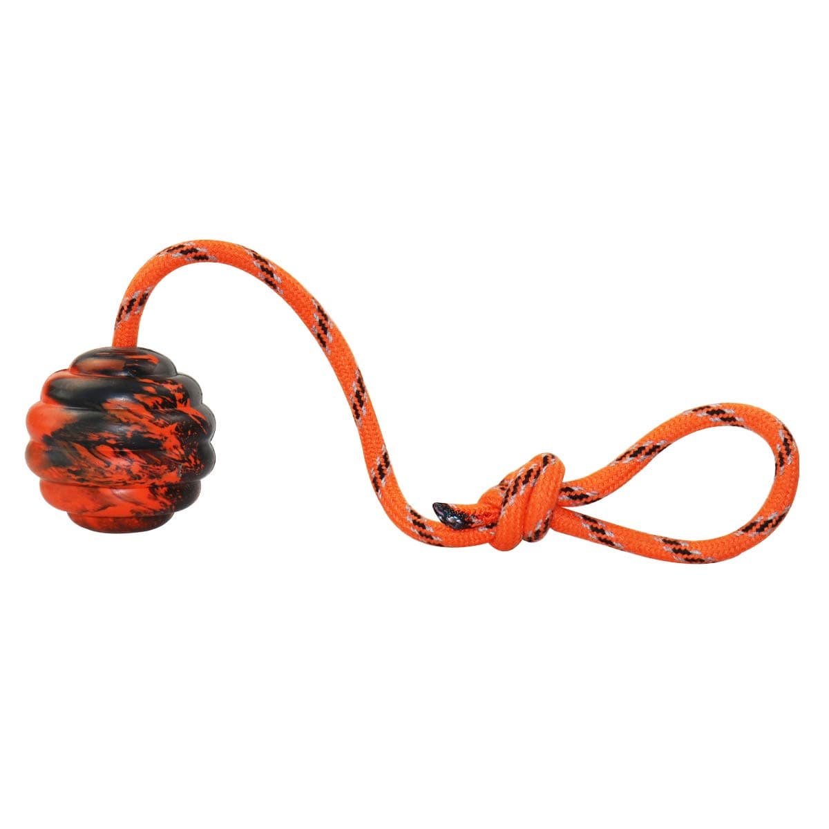 K9 Training Ball with Rope Exercise and Reward Toy for Dogs Indestructible Dog Toy Ball with Handle for Training Pull Throw Toy tug Toy Dogs Fetch Toys Belgian Malinois Gifts (Orange)