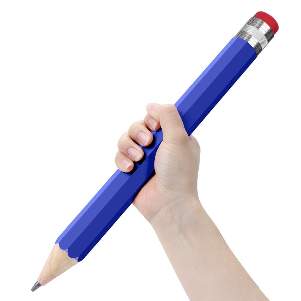 BUSHIBU Giant Pencils for Prop/Gifts/Decor - 14 Inch Jumbo Wooden Big Novelty Pencil with Cap for Schools and Homes (Blue)