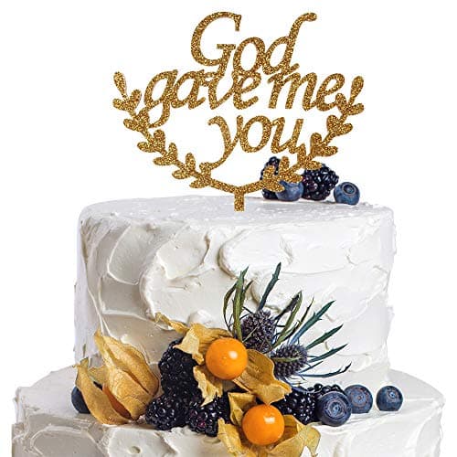God Gave Me You Sparkle Rhinestone Cake Topper Celebrate Wedding Anniversary Party Decoration - Silver.