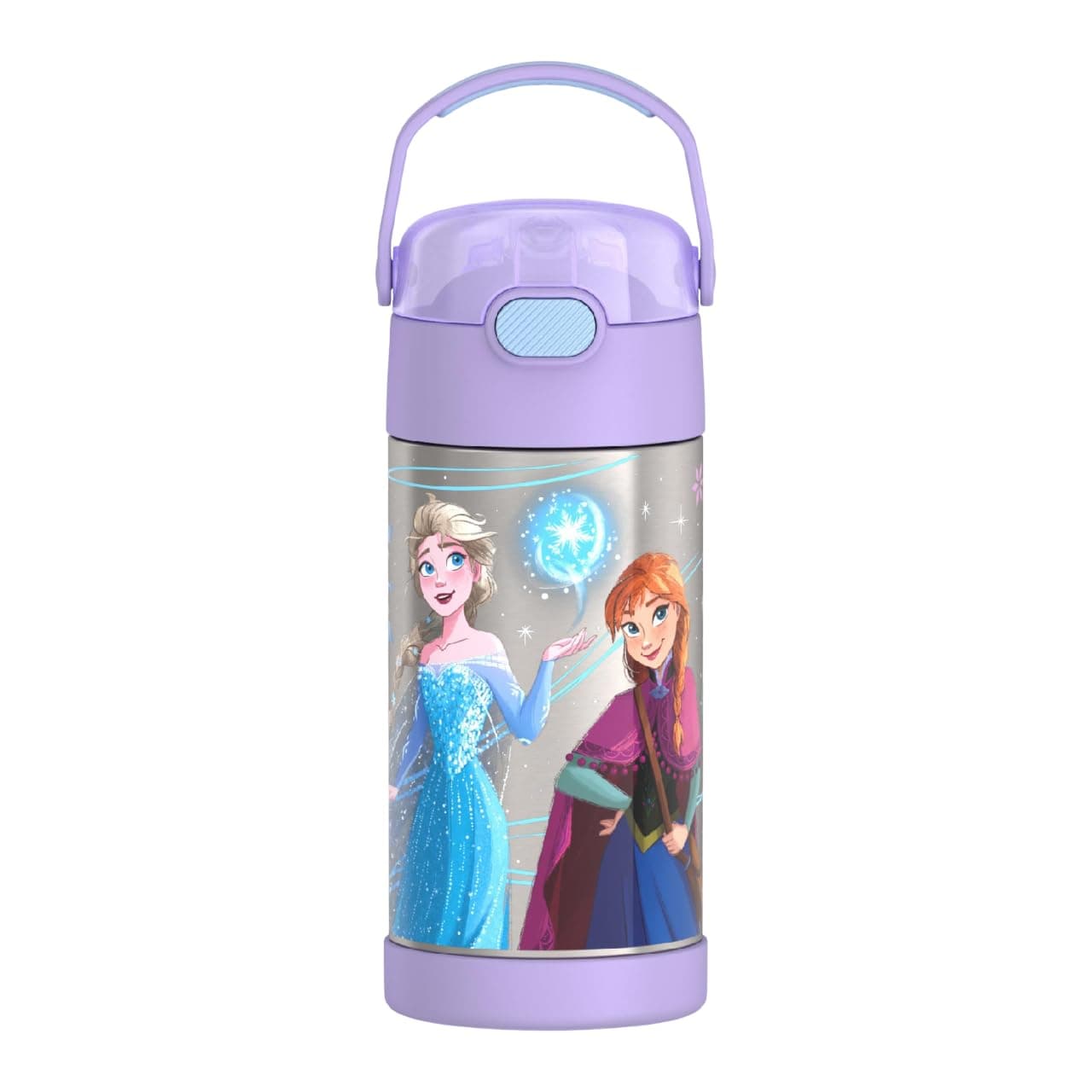 THERMOS FUNTAINER 12oz Stainless Steel Vacuum Insulated Kids Straw Bottle Frozen 2 (Colors May Vary)