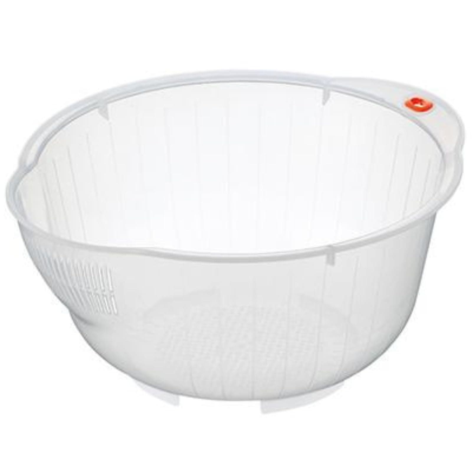 Inomata Japanese Rice Washing Bowl with Side and Bottom Drainers, Clear