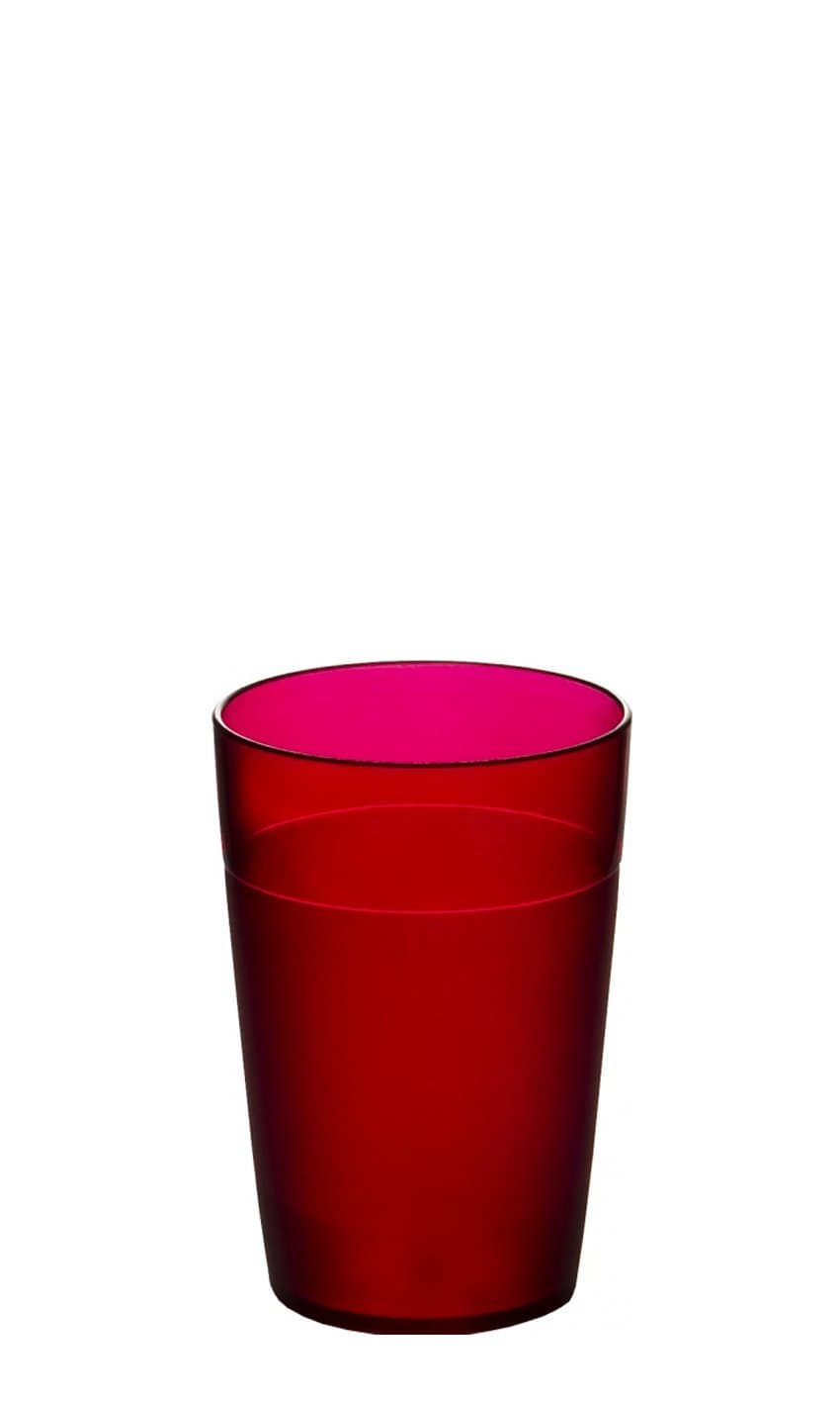 Virtually Glass Set of 6 Roltex Unbreakable Reusable Polycarbonate Plastic ChildrensTumblers in Colour Red (Volume 250ml to Rim, Height 10.4cm, Max Diameter 7cm)