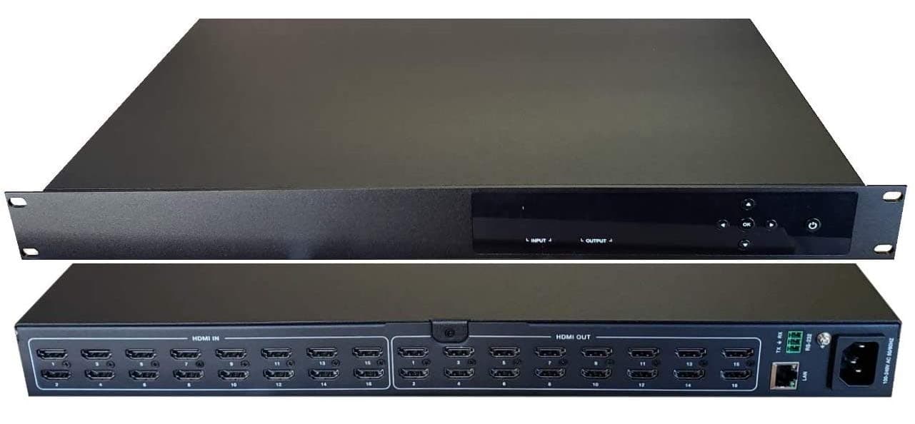 16x16 HDMI Matrix Switcher 18gbps 4K HDR Dolby Vision HDCP2.2 HDTV Routing Inputs Outputs SELECTOR SPDIF Audio CONTROL4 Savant Home Automation