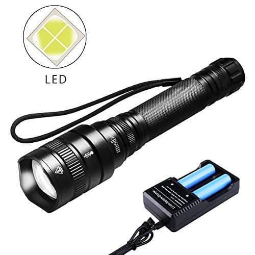 2500 lumens Bright LED Flashlight high Power Flashlight WaterProof XHP50 LED,Zoomable, Handheld Light with 5 Modes - Best High Lumen Camping, with 2 x 18650 battery and usb charger(no usb adapter)