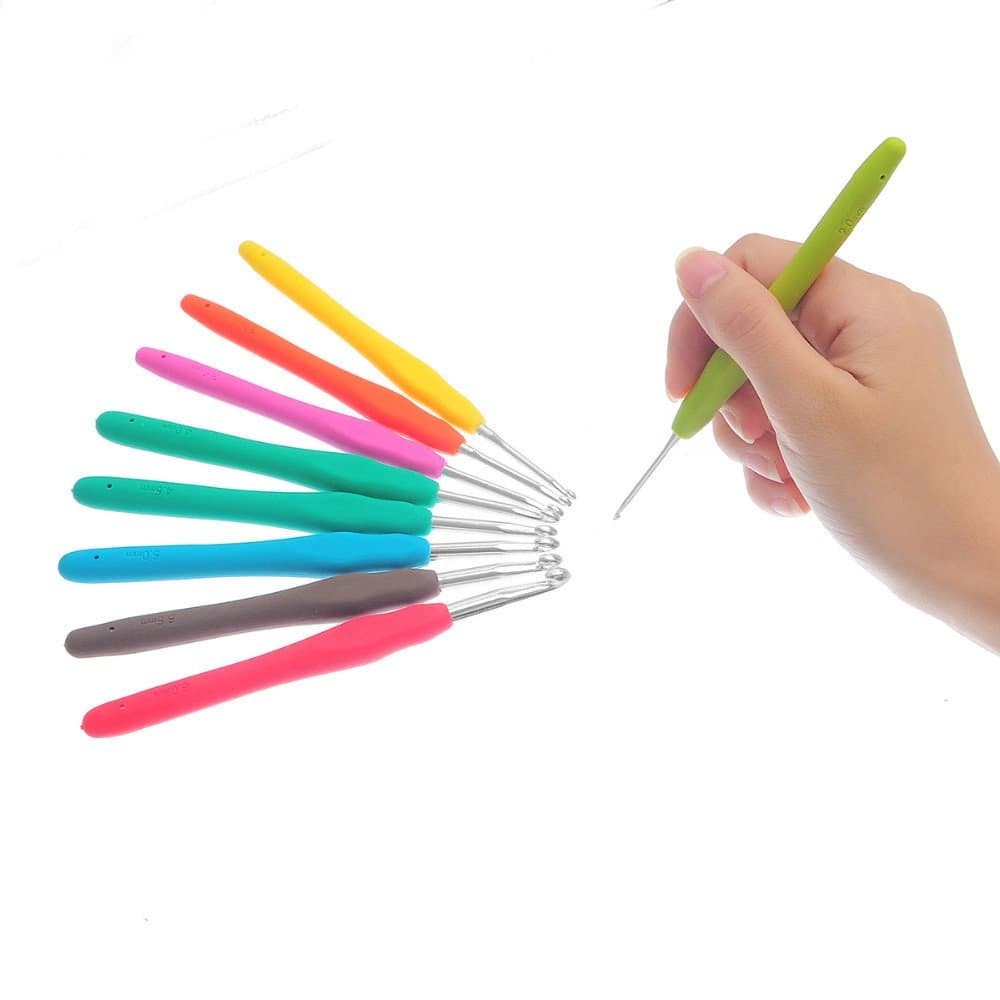 Metal Hook Crochet Template Kit TPR Aluminum Knitting Needles for Loom Tool Band DIY Crafts 13.7cm