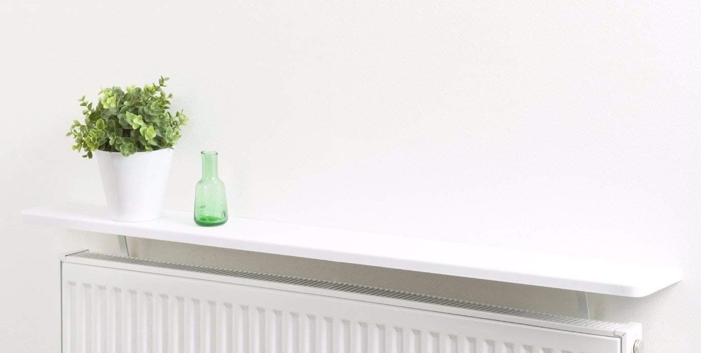 White Rounded Edges Radiator Shelf | Energy saver | | 24x6 inch | 60x15x1.8cm | Floating Radiator Shelf | No Drilling Required