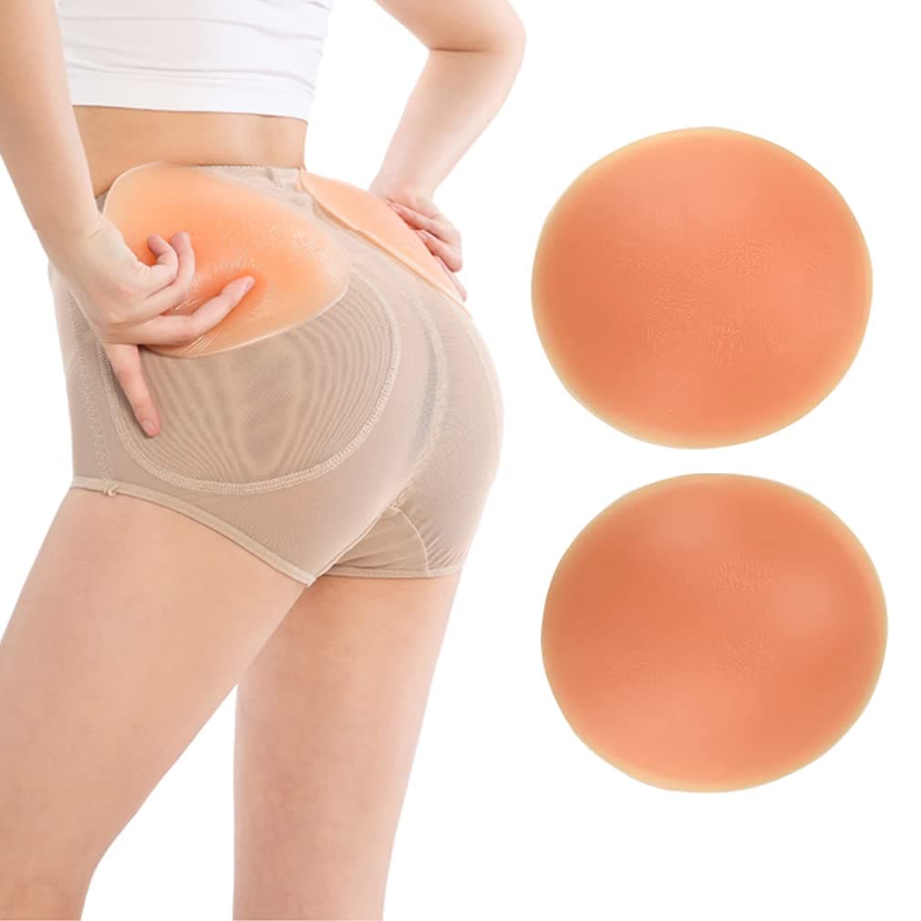 1-Pair Silicone Butt Pads, Portable Fake Hip Pads, Butt Lifter Enhancer & Padded Inserts Padding for Women Shapewear Control Panties Big Butt Peach, Peach, 20-40