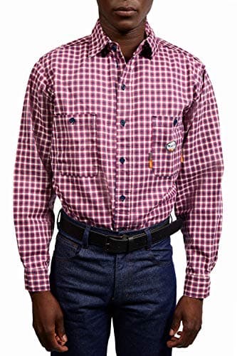 Rasco Fire Retardant RED PLAID Dress Shirt 7.5 oz, XL Reg