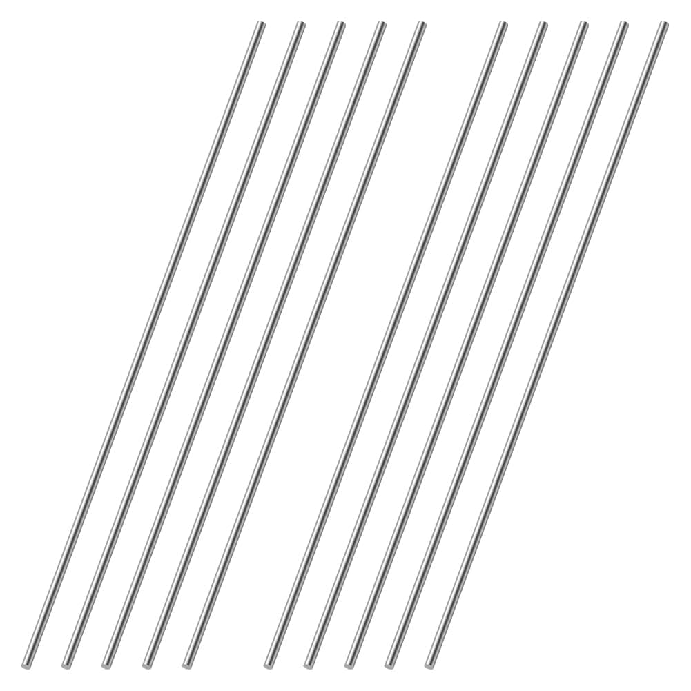Stainless Steel Round Rods, 10pcs Round Steel Metal Rods, 1.5mm x 300mm Round Steel Rod High Speed Steel Bar Stock for Shaft Gear Drill Lathes Boring Machine Turning Miniature DIY Craft