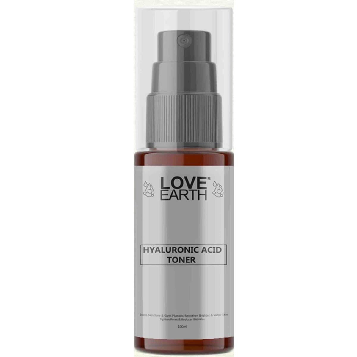 Love Earth Hyaluronic Acid Toner with Grape seed extract and Hyaluronic Acid for Wrinkle Free, Smooth and Glowing Skin 100ml