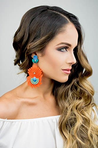 Boho-Chic, Long Orange Earrings, Fashion Jewelry, Chandelier Earrings, Wedding Jewelry, Colorful Jewelry, Dangle Earrings, Statement Jewelry