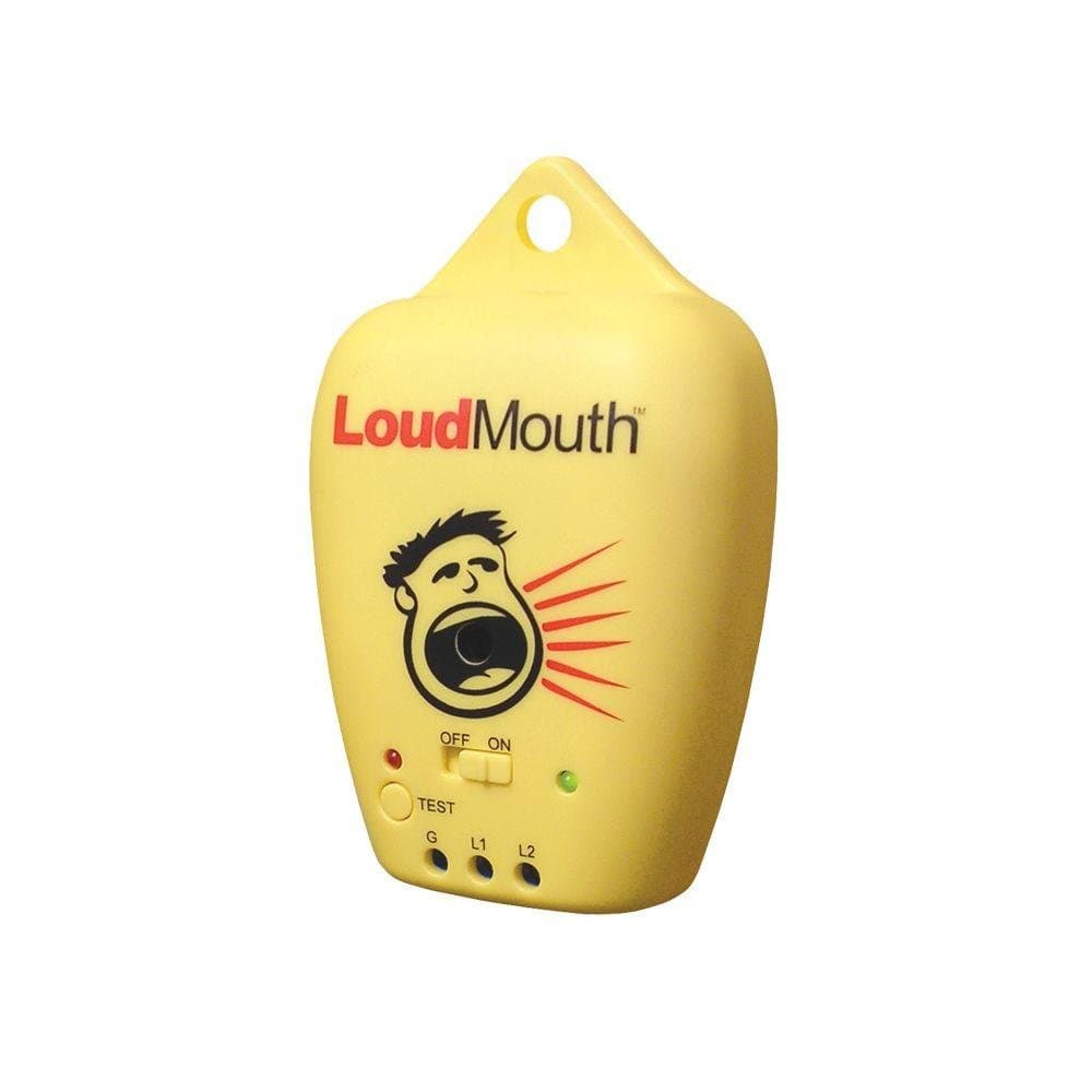 LoudMouth Monitor, Fault Monitoring Device for Indoor Electric Heating TapeMats and Underfloor Heating Installation, Yellow, 9V Battery, On/Off Switch, Indicator Lights, Test Button, Alarm