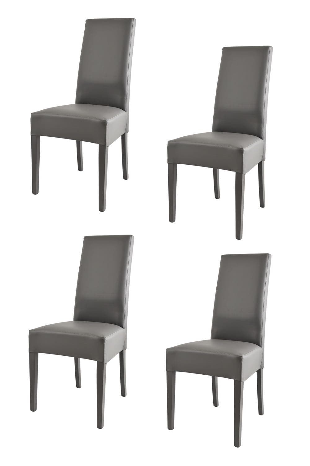 Tommychairs - Set of 4 chairs LUISA suitable for kitchen, dining room and restaurant, structure in wood of beech painted dark grey and an upholstered seat covered in eco leather colour dark grey