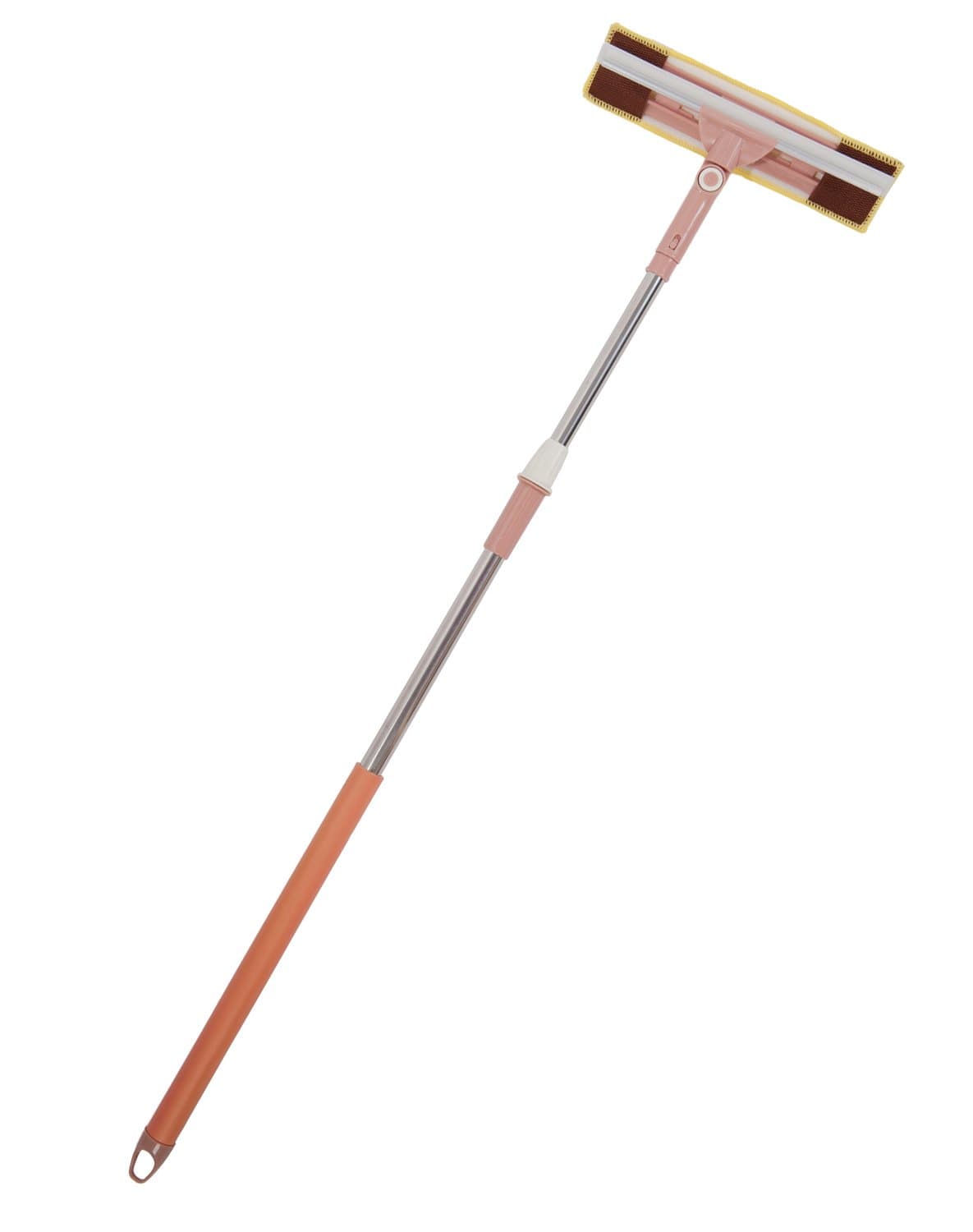 NFHOME Window Squeegee Cleaner with Scrubber, Professional Window Wiper Cleaning Tools, Microfiber Cleaner Brush Washing Kit with Telescopic Pole Height Max 58" for High Window, Glass, and Auto, Pink